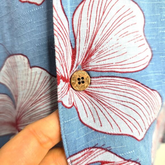 Havana Jacks Cafe Button Down Shirt Hawaiian XXL Blue Tropical HIbiscus - Picture 3 of 5